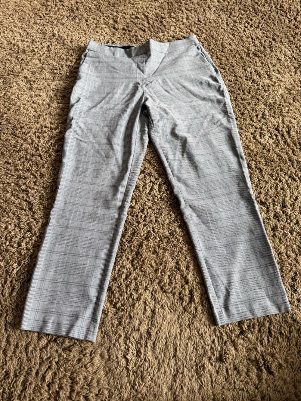 Hilary Radley Gray Plaid Straight Leg Dress Pants